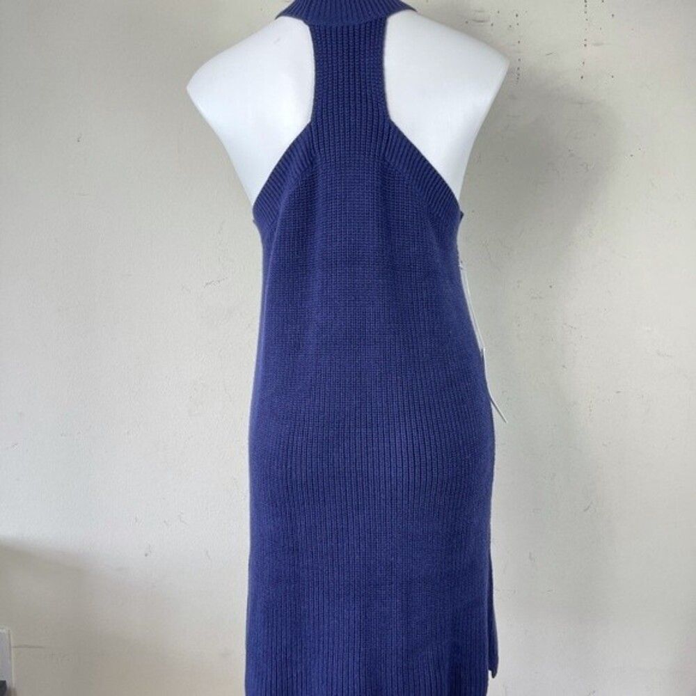 NWT Callahan Fisher Mini Blue Knit High Neck Racer Back Sweater Tank Dress L - Picture 11 of 12